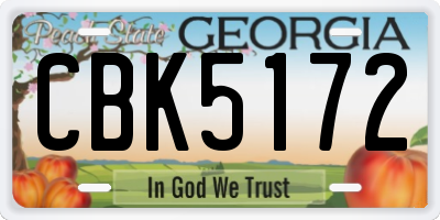 GA license plate CBK5172