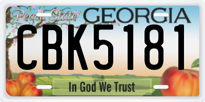 GA license plate CBK5181
