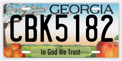 GA license plate CBK5182