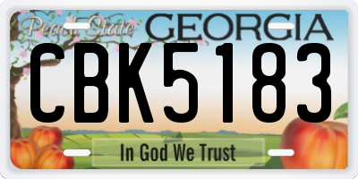 GA license plate CBK5183
