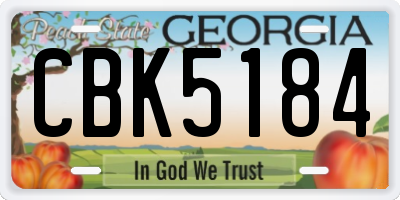 GA license plate CBK5184