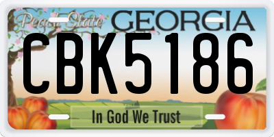 GA license plate CBK5186