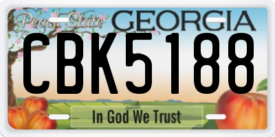 GA license plate CBK5188