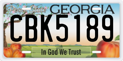 GA license plate CBK5189
