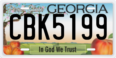 GA license plate CBK5199