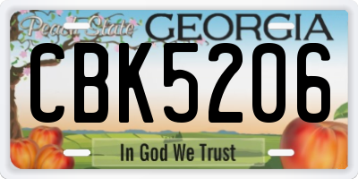 GA license plate CBK5206