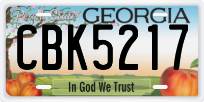 GA license plate CBK5217