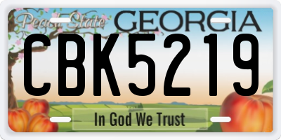 GA license plate CBK5219
