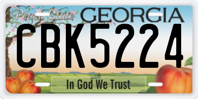 GA license plate CBK5224