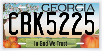 GA license plate CBK5225