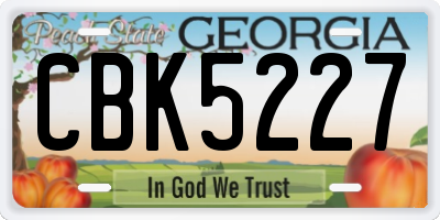 GA license plate CBK5227
