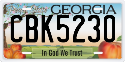 GA license plate CBK5230