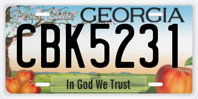 GA license plate CBK5231