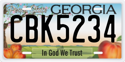 GA license plate CBK5234
