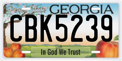 GA license plate CBK5239