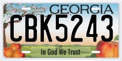 GA license plate CBK5243