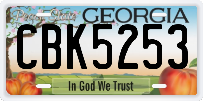GA license plate CBK5253
