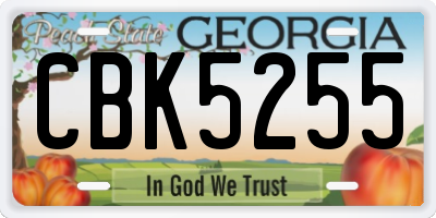 GA license plate CBK5255