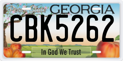 GA license plate CBK5262