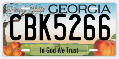 GA license plate CBK5266