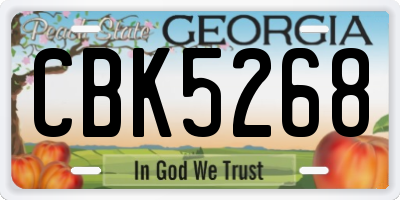 GA license plate CBK5268