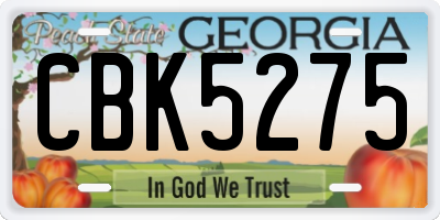 GA license plate CBK5275