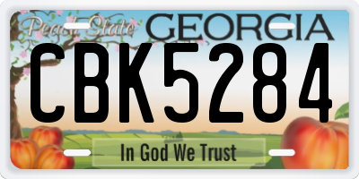 GA license plate CBK5284