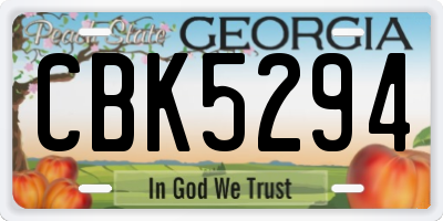GA license plate CBK5294