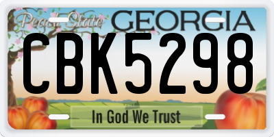 GA license plate CBK5298