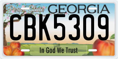 GA license plate CBK5309