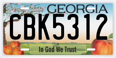 GA license plate CBK5312