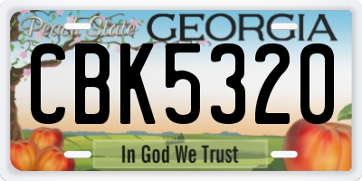 GA license plate CBK5320