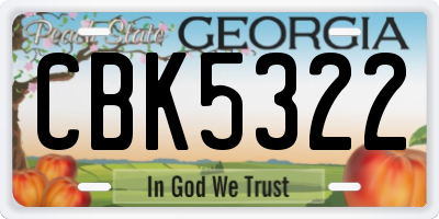 GA license plate CBK5322