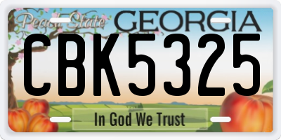 GA license plate CBK5325