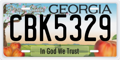 GA license plate CBK5329