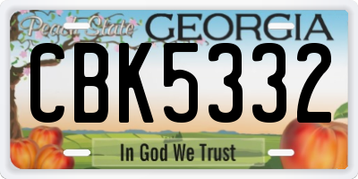 GA license plate CBK5332