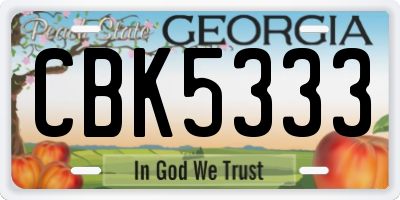 GA license plate CBK5333