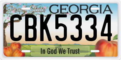 GA license plate CBK5334