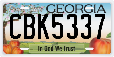 GA license plate CBK5337