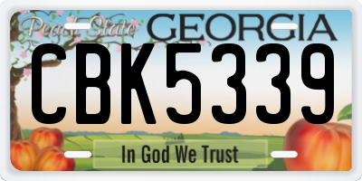 GA license plate CBK5339