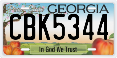 GA license plate CBK5344