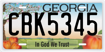 GA license plate CBK5345