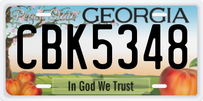 GA license plate CBK5348