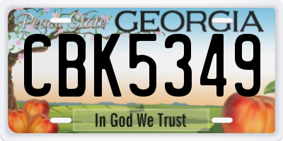 GA license plate CBK5349
