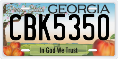GA license plate CBK5350
