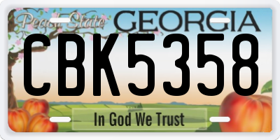 GA license plate CBK5358