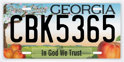 GA license plate CBK5365