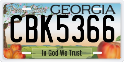 GA license plate CBK5366