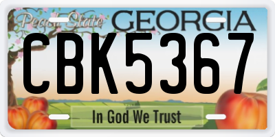 GA license plate CBK5367