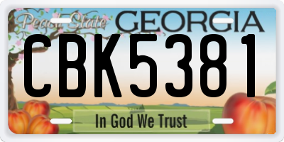 GA license plate CBK5381